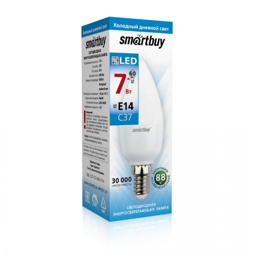 Лампа светодиодная Smartbuy 7W/6000/E14 (SBL-C37-07-60K-E14)