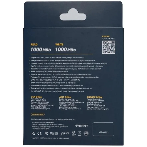 Внешний SSD Patriot Transporter Lite, 4TB, USB 3.2 Gen 2 Type-A/Type-C, R/W 1000/1000, красный