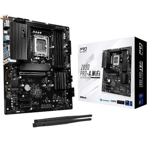 Материнская плата ASRock Z890 PRO-A WIFI, LGA 1851, Intel Z890, 4xDDR5, 4xSATA, 4xM.2, 1xPCIe 5.0 x16, 2xPCIe 4.0 x4, 1xPCIe 4.0 x1, 1xHDMI, 1xDP, 1xThunderbolt 4, 1x2.5Gb LAN, 4xUSB-A 3.2 Gen 1, 2xUSB-A 3.2 Gen 2, 1xUSB-C 3.2 Gen 2, 2xUSB-C Thunderbolt 4, 7.1, 3x3.5 мм, ATX