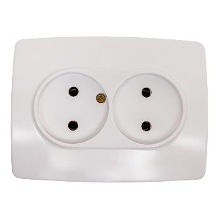 Розетка ЭРА 2X2P, 16A-250В, IP20, белый (10/100/1600)