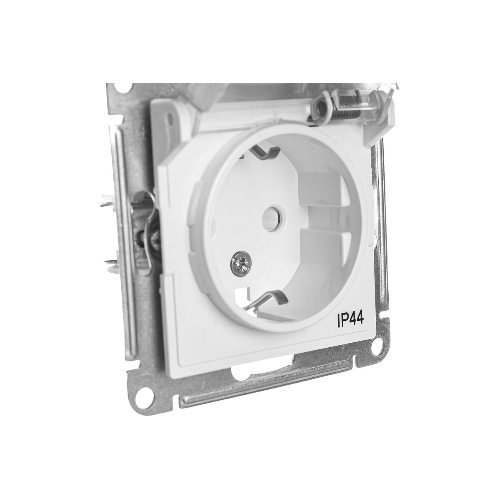 Механизм розетки 1-м СП AtlasDesign AQUA с заземл. защ. шторки с защ. крышкой 16А IP44 белый, SchE ATN440146
