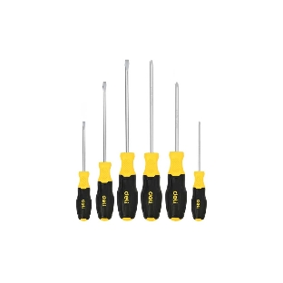 Набор отверток Deli DL630006N 6шт SL5x75 + SL5x100 + SL6x150 + PH1x75 + PH1x100 + PH2x150 сталь Cr-V, двухкомпонентная прорезиненная рукоять