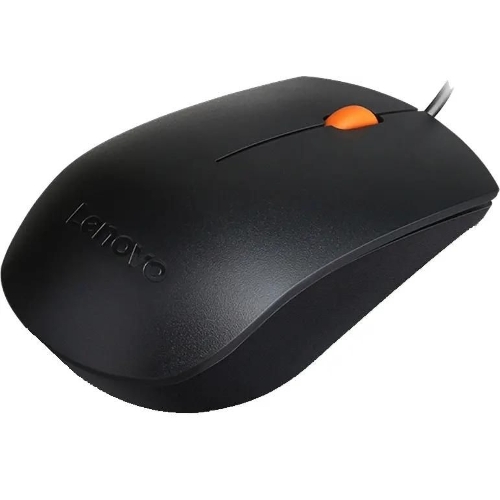 Мышь проводная Lenovo 300 черный, 1600 dpi, USB, кнопки - 3
