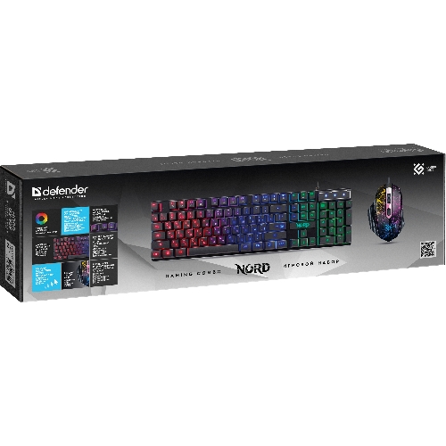 Комплект клавиатура+мышь Defender Nord GS-959 проводной, USB, 2400 DPI, чёрный