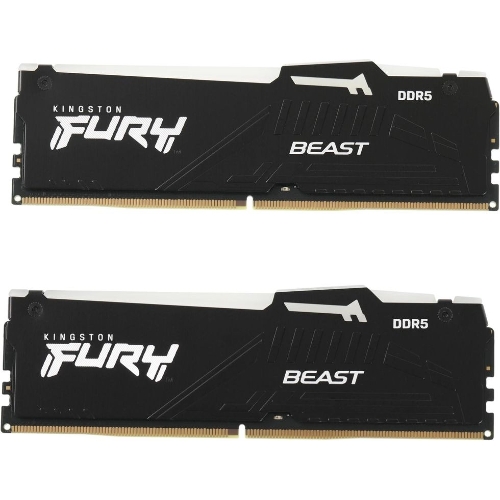 Оперативная память Kingston Fury Beast, DDR5, 32GB (2x16GB), 5200MHz, CL40, DIMM, с радиаторами, RGB, черный