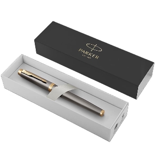 Ручка роллер Parker IM Premium Grey Core GT (2213778), F, черные чернила, подарочная коробка