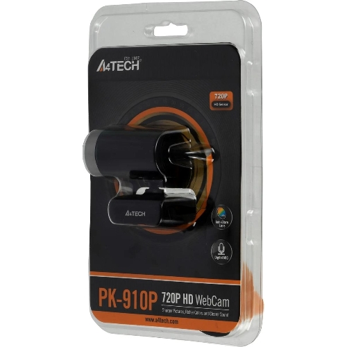 Веб-камера A4Tech PK-910P 1280x720, 30 кадр/с, USB Type-A, микрофон, универсальное крепление