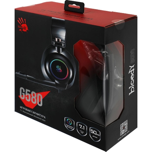 Гарнитура Bloody G580 чёрный, проводная, подсветка