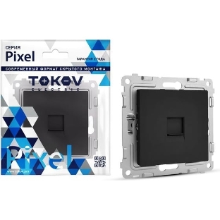 Розетка телефонная 1-м TOKOV ELECTRIC СП Pixel RJ11 механизм карбон