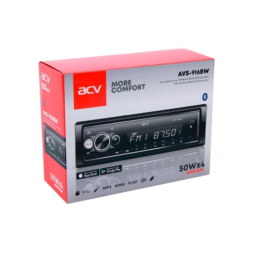 Автомагнитола ACV AVS-916BW, 1 DIN, Bluetooth, USB Type-A, AUX