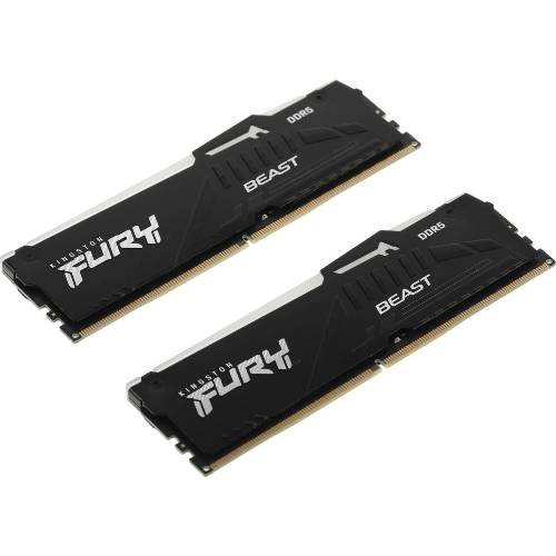 Оперативная память Kingston Fury Beast, DDR5, 32GB (2x16GB), 5200MHz, CL40, DIMM, с радиаторами, RGB, черный
