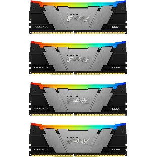 Оперативная память Kingston Fury Renegade, DDR4, 32Gb (4x8GB), 3200MHz, CL16, DIMM, с радиаторами, RGB, серебристый/черный