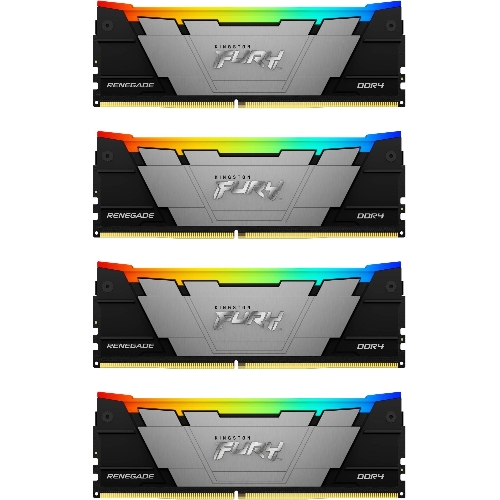 Оперативная память Kingston Fury Renegade, DDR4, 32Gb (4x8GB), 3200MHz, CL16, DIMM, с радиаторами, RGB, серебристый/черный