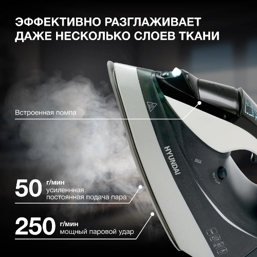 Утюг Hyundai H-SIP3100 3100 Вт серый/серебристый