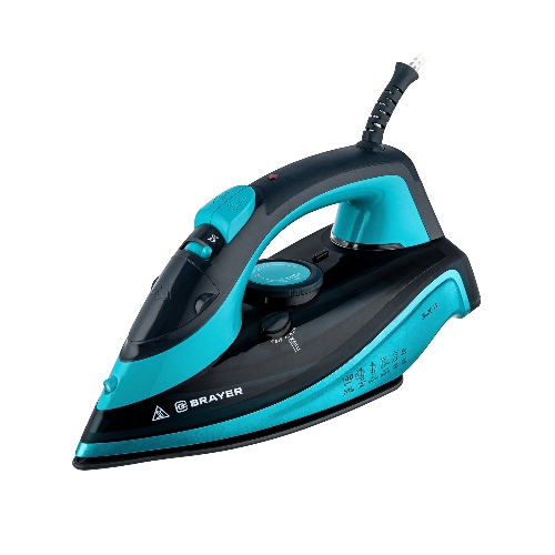 Утюг BRAYER BR4019 голубой/черный, 2400 Вт, 25 г/мин, 140 г/мин, 320 мл