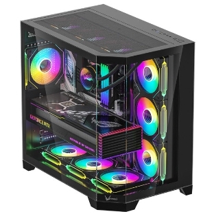 Компьютерный корпус Formula V Line Crystal Z6 Black, ATX, Left & Front & Bevel side Tempered Glass, TYPE-C*1, USB3.0*2