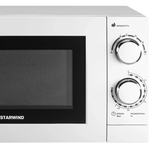 Микроволновая печь Starwind SMW3820 белый, 20 л, 700 Вт, переключатели - поворотный механизм
