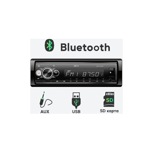Автомагнитола ACV AVS-916BW, 1 DIN, Bluetooth, USB Type-A, AUX