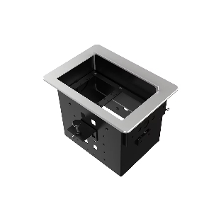 Прямоугольный металлический корпус Wize Pro WRTS-06BOX-S для модульной системы врезного лючка в стол с убирающейся крышкой для установки до 6 модулей-вставок, преустановленная рамка, серебристый
