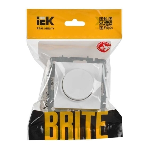 Светорегулятор IEK BR-D20-0600-K91 поворотно-нажимной СП BRITE СС10-1-0-БрАБ 600 Вт механизм арктич. бел.