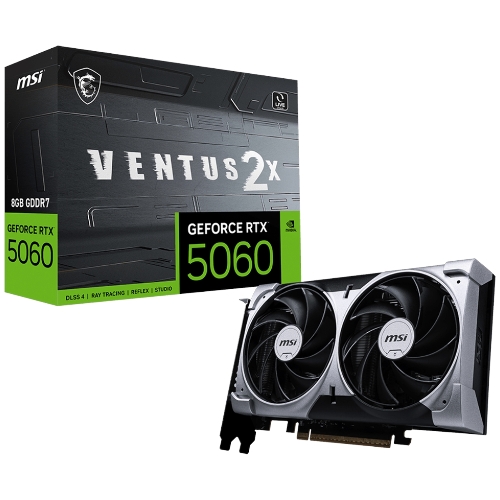 Видеокарта MSI PCI-E 5.0 RTX 5060 8G VENTUS 2X NVIDIA GeForce RTX 5060 8Gb 256bit GDDR7 2497/28000 HDMIx1 DPx3 HDCP Ret