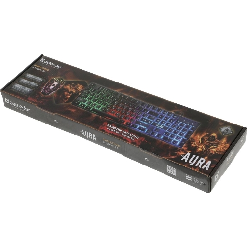 Комплект клавиатура+мышь Defender Aura MKP-117 проводной, USB, 2400 DPI, черный