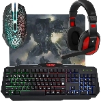 Комплект клавиатура+мышь Defender Target MKP-350 проводной, USB, 3200 DPI, чёрный/красный