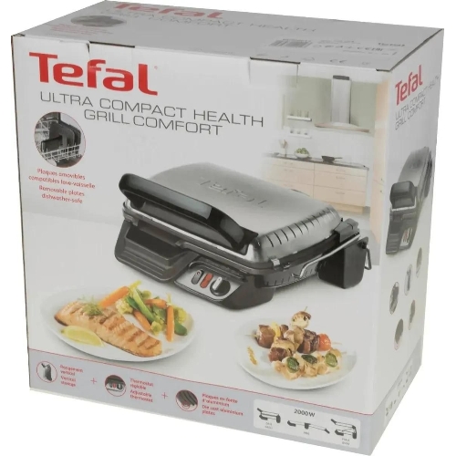 Гриль электрический Tefal GC306012 2000Вт серебристый