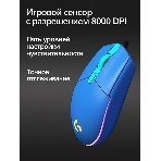 Мышь проводная Logitech G102 LIGHTSYNC синий, 8000 dpi, USB, кнопки - 6