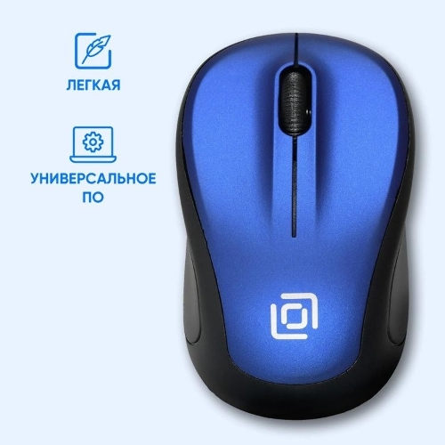Мышь беспроводная Oklick 665MW черный/синий, 1000 dpi, радиоканал, USB, кнопки - 3