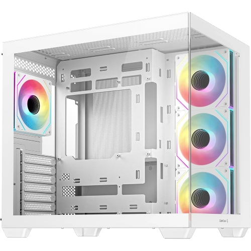 Компьютерный корпус Deepcool CG530 4F WH без БП, боковое окно (панорама), 3x120мм ARGB Reverce вентилятора на боковой стенке, 1x120мм ARGB вентилятор сзади, белый, ATX