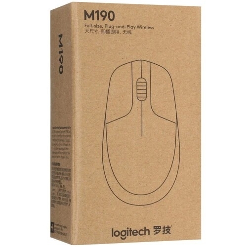 Мышь беспроводная Logitech M190 черный, 1000 dpi, радиоканал, USB, кнопки - 3
