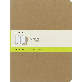 Блокнот Moleskine CAHIER JOURNAL QP423 XLarge 190х250 мм, обложка картон, 120 страниц, нелинованный, бежевый (3 шт)