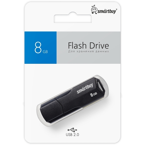 Флешка USB Smartbuy CLUE Black (SB8GbCLU-K), 8Gb, USB 2.0, R/W 20/10, черный