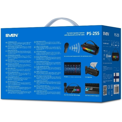 Колонка портативная SVEN PS-255 черный 12W 1.0 BT 3600mAh