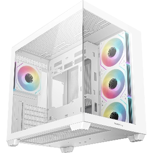 Компьютерный корпус Deepcool CG530 4F WH без БП, боковое окно (панорама), 3x120мм ARGB Reverce вентилятора на боковой стенке, 1x120мм ARGB вентилятор сзади, белый, ATX