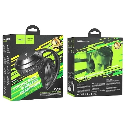 Беспроводные/проводные наушники HOCO W30 FUN MOVE черный, накладные, Bluetooth + проводной, до 8 ч.