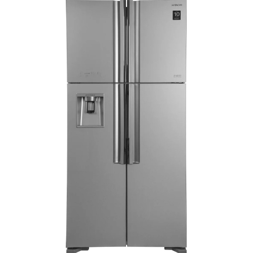 Холодильник Hitachi R-W660PUC7X GS серебристый стекло двухкамерный 396/144л морозилка сверху, No Frost, Side by Side