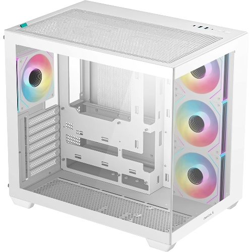 Компьютерный корпус Deepcool CG530 4F WH без БП, боковое окно (панорама), 3x120мм ARGB Reverce вентилятора на боковой стенке, 1x120мм ARGB вентилятор сзади, белый, ATX