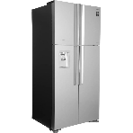 Холодильник Hitachi R-W660PUC7X GS серебристый стекло двухкамерный 396/144л морозилка сверху, No Frost, Side by Side