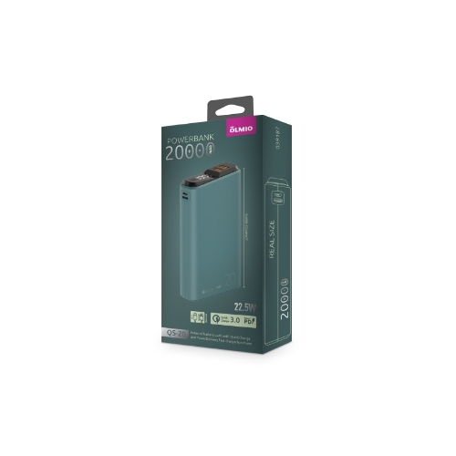 Портативный аккумулятор OLMIO QS-20, 20000mAh, 22.5W QuickCharge3.0/PowerDelivery, LCD, темно-зеленый