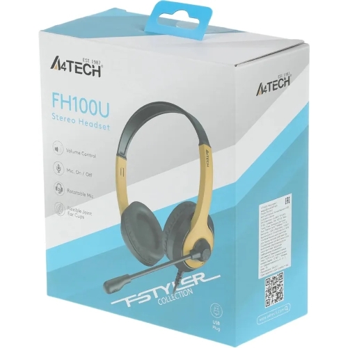 Гарнитура A4Tech Fstyler FH100U желтый/черный, проводная