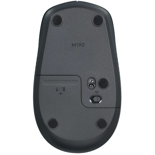 Мышь беспроводная Logitech M190 черный, 1000 dpi, радиоканал, USB, кнопки - 3