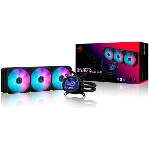 Система жидкостного охлаждения ASUS ROG STRIX LC III 360 ARGb LCD 90RC00W1-M0UAY0 черный 120мм алюминий+медь 2200rpm 36db 4-pin