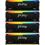 Оперативная память Kingston Fury Beast, DDR4, 32GB (4x8GB), 3200MHz, CL16, DIMM, с радиатором, RGB, черный
