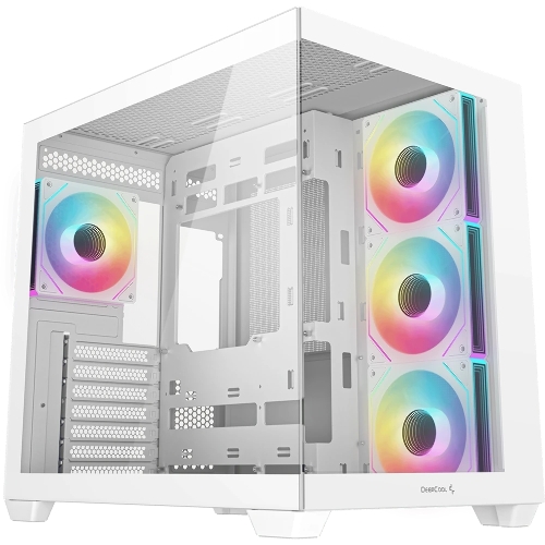 Компьютерный корпус Deepcool CG530 4F WH без БП, боковое окно (панорама), 3x120мм ARGB Reverce вентилятора на боковой стенке, 1x120мм ARGB вентилятор сзади, белый, ATX