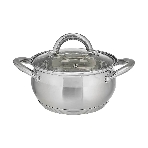 Кастрюля WEBBER BE-351/2 1,9 л, 16 см, из нержавеющей стали со стеклянной крышкой