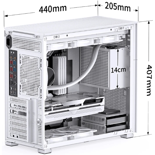 Компьютерный корпус без блока питания Case JONSBO D41 MESH, Midi-Tower, TG, no fan, 1xUSB-A 3.2 + 1xUSB-C 3.2, ATX, mATX белый