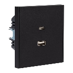 Розетка Kranz STRONG USB-A+Type-C 3А с функцией быстрой зарядки антрацит