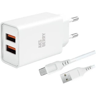 Зарядное устройство Aksberry СЗУ T38 2 USB 2.4A + MicroUSB белый